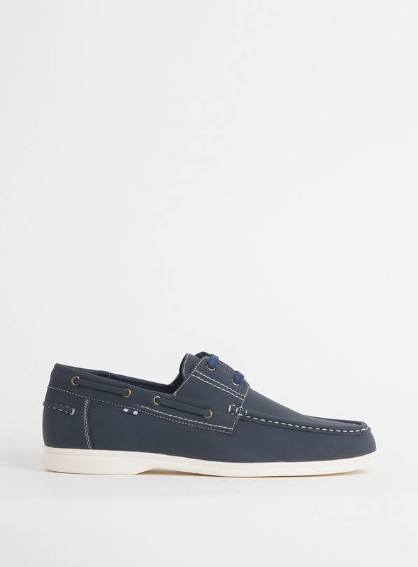 JACAMO Leather Look Boat Shoe Wide Fit Navy 12