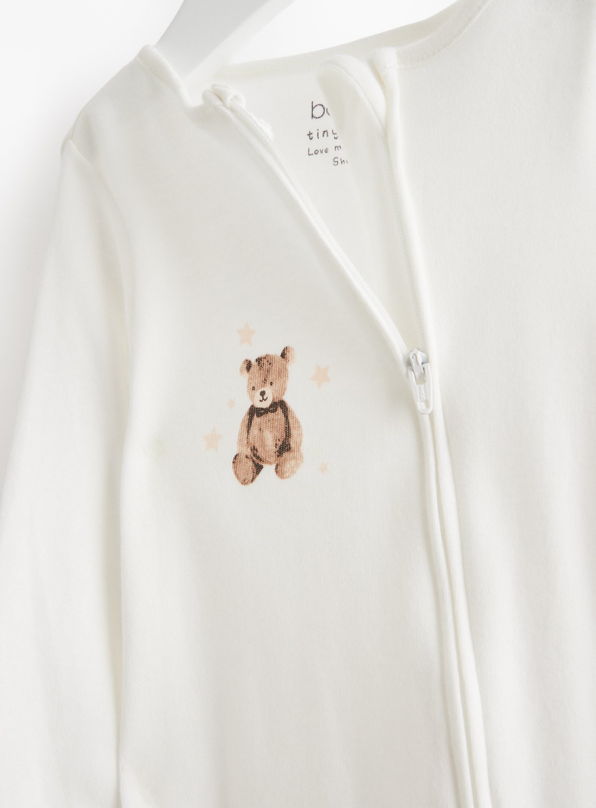 Cream Bear Printed Zip Sleepsuit 3 Pack 3-6 months - Image 2 thumbnail