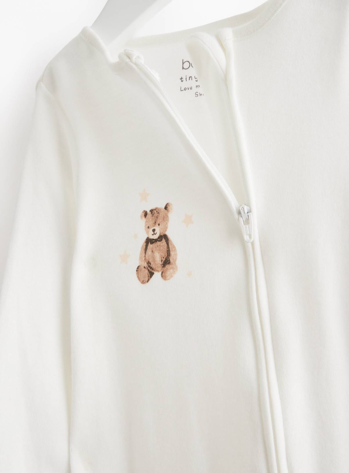 Cream Bear Printed Zip Sleepsuit 3 Pack 3-6 months - Image 2