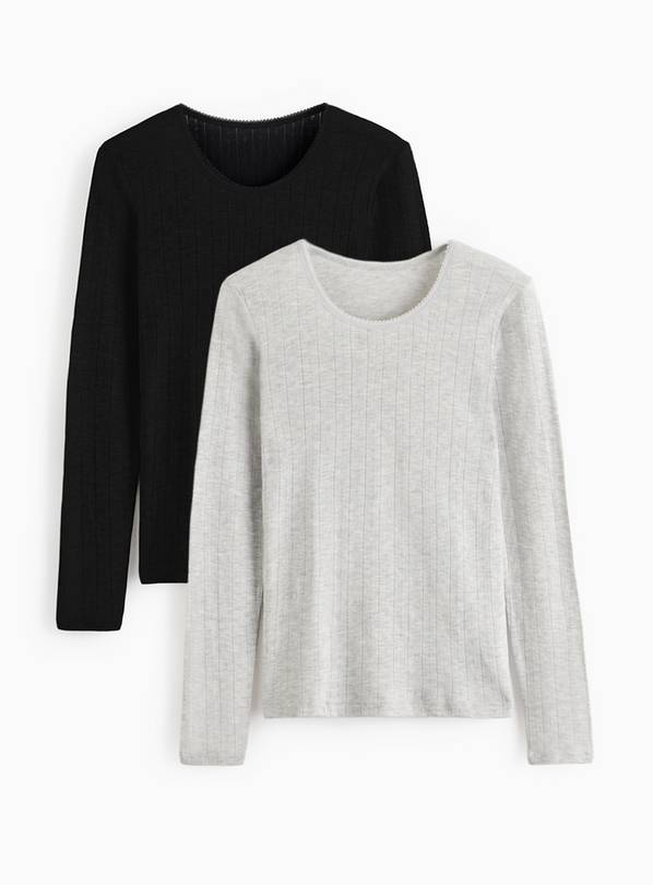 Maximum Warmth Pointelle Long Sleeve Thermal Tops 2 Pack XL