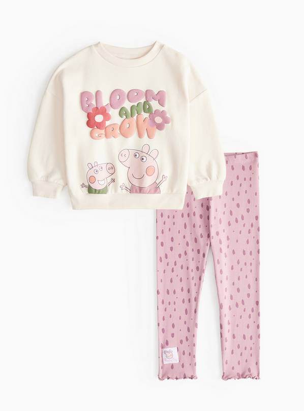 Peppa Pig Cream Graphic Print Sweatshirt & Pink Leggings  5-6 years