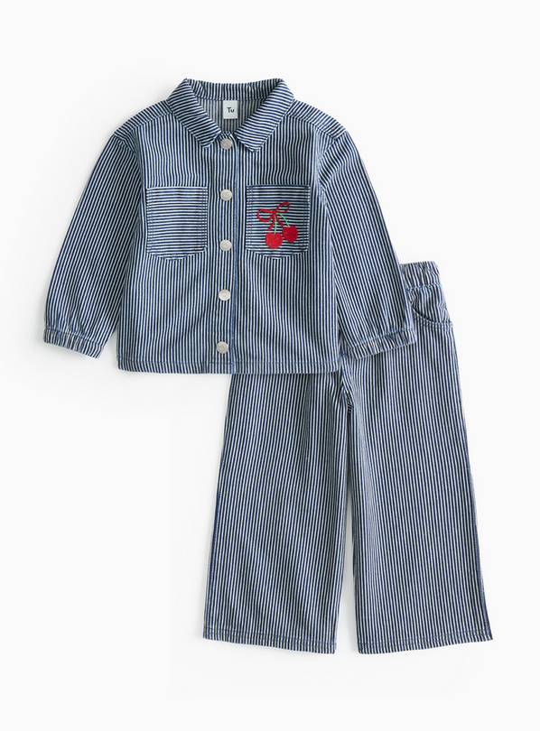 Pinstripe Denim Shirt & Wide Leg Jeans  4-5 years