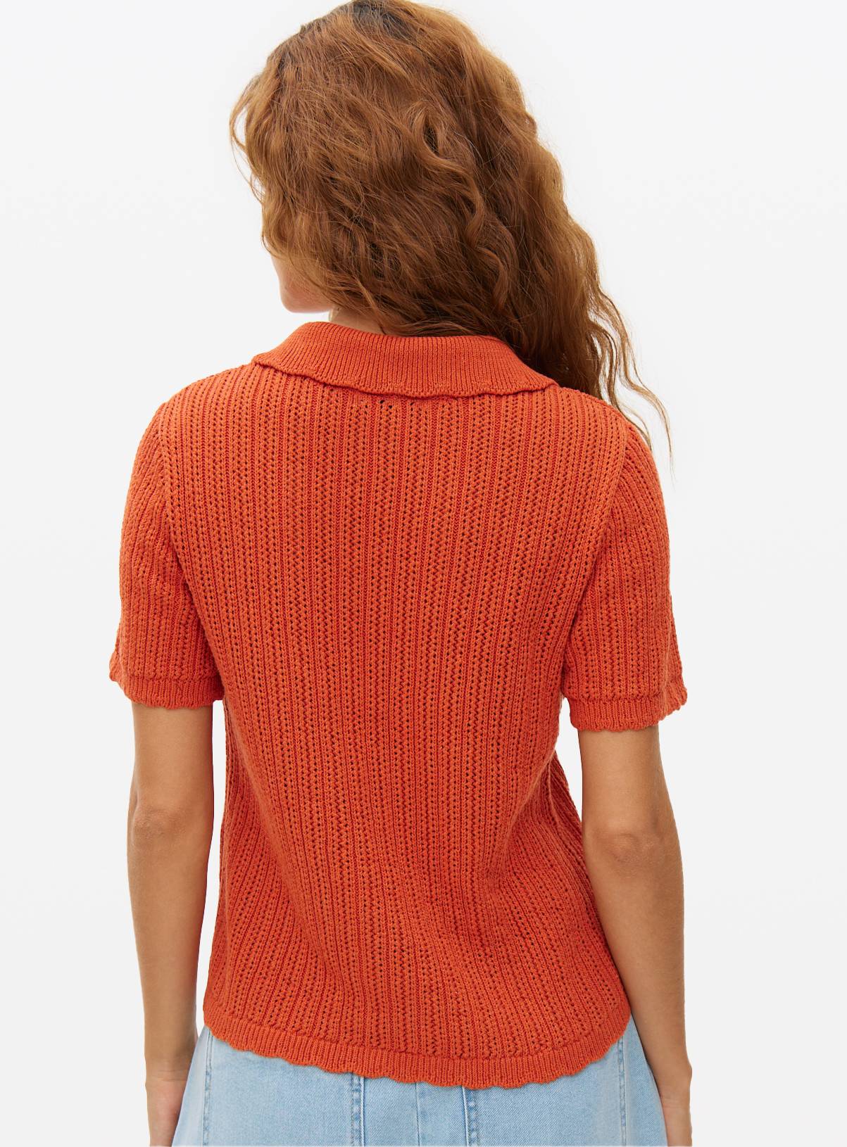Orange Pointelle Cropped Tie Front Cardigan 24 - Image 4