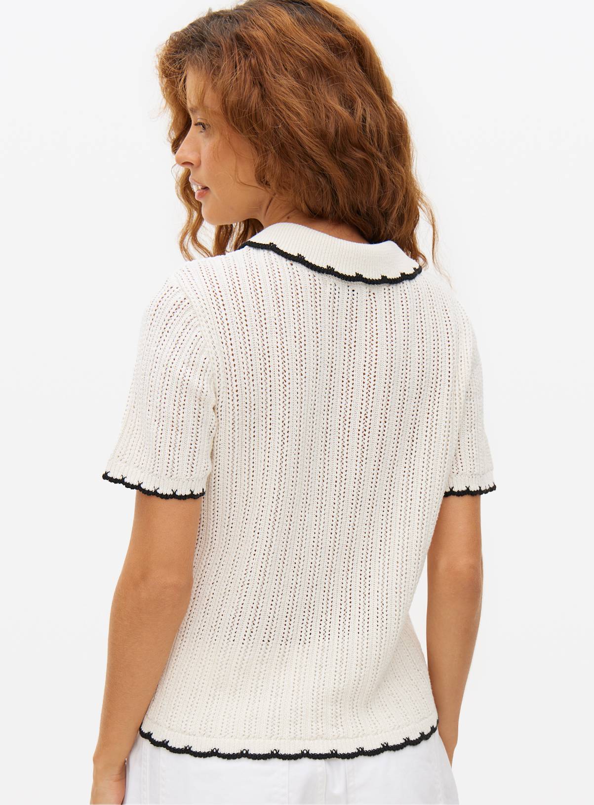 Mono Pointelle Cropped Tie Front Cardigan 16 - Image 4