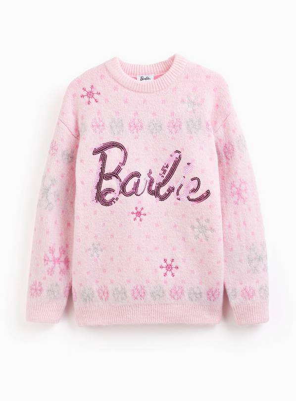 Barbie Pink Sequin Embellished Christmas Jumper 14 years