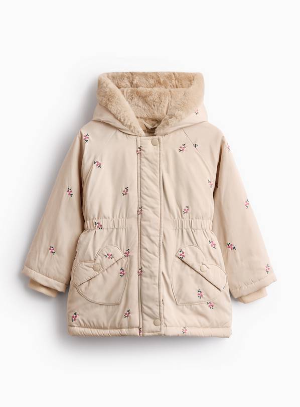 Stone Flower Embroidered Parka Coat 5-6 years