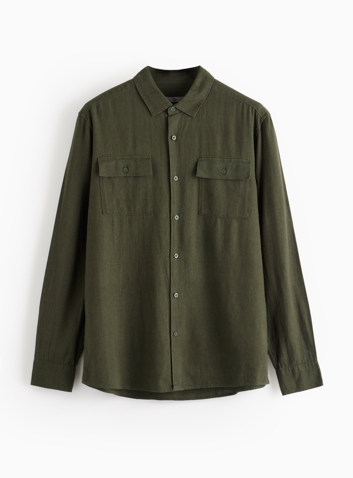 Men's Khaki Linen Blend Utility Shirt