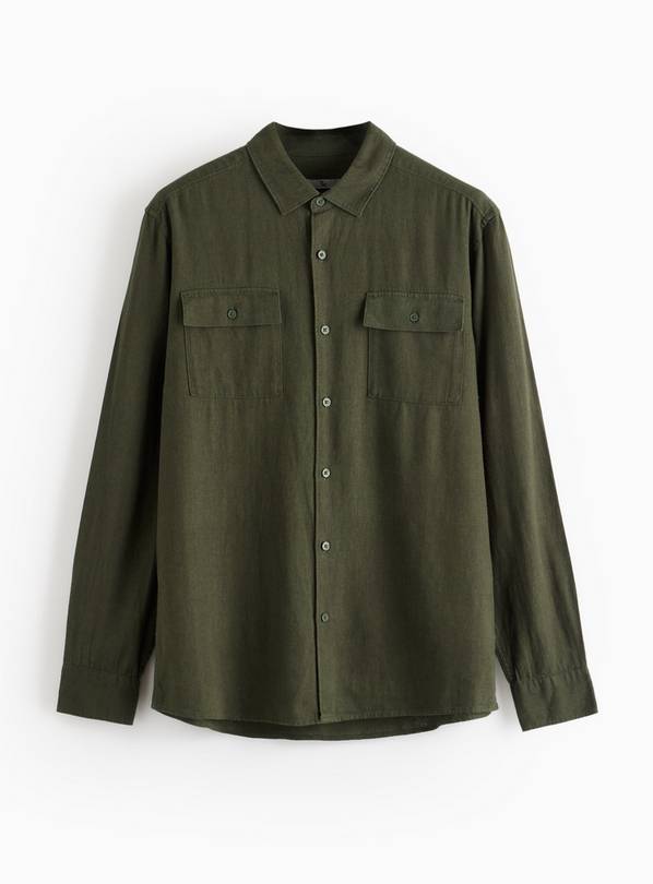 Khaki Linen Blend Utility Shirt XXXXL