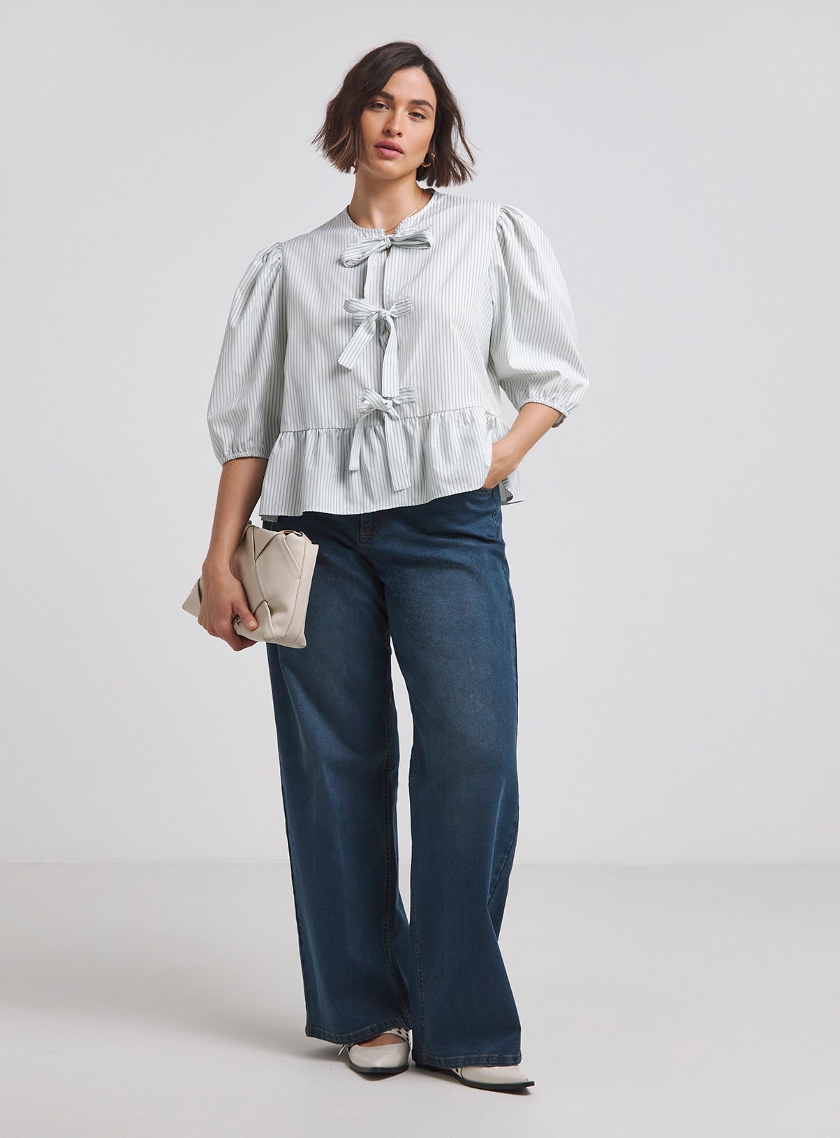 SIMPLY BE 24/7 Wide Leg Jeans Vintage Blue 20 - Image 3 thumbnail