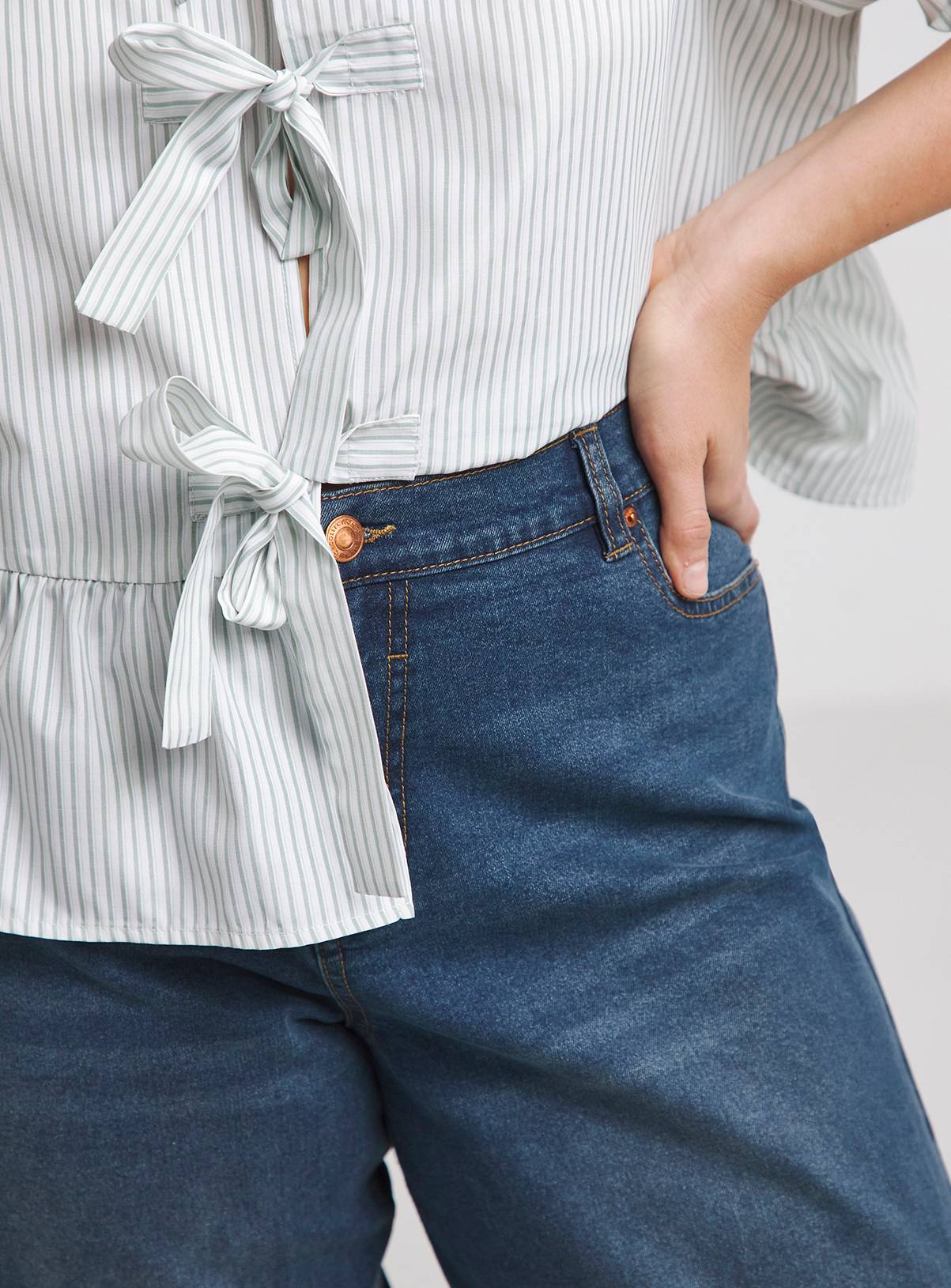 SIMPLY BE 24/7 Wide Leg Jeans Vintage Blue 20 - Image 4