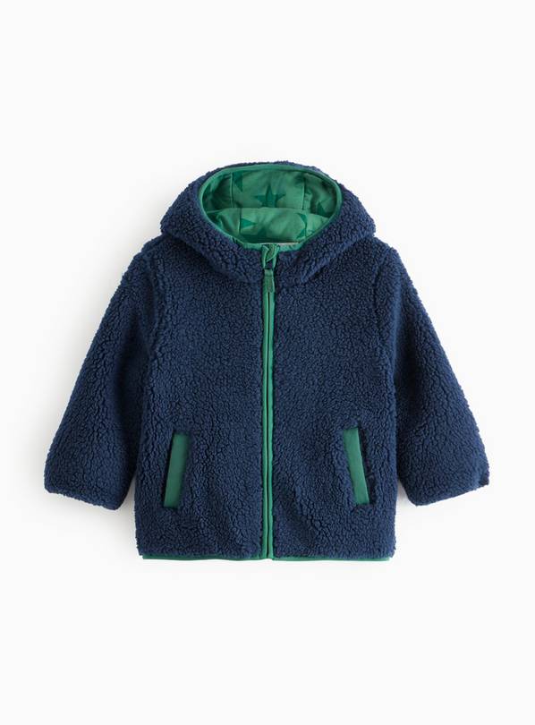 Navy & Green Borg Fleece Jacket 4-5 years
