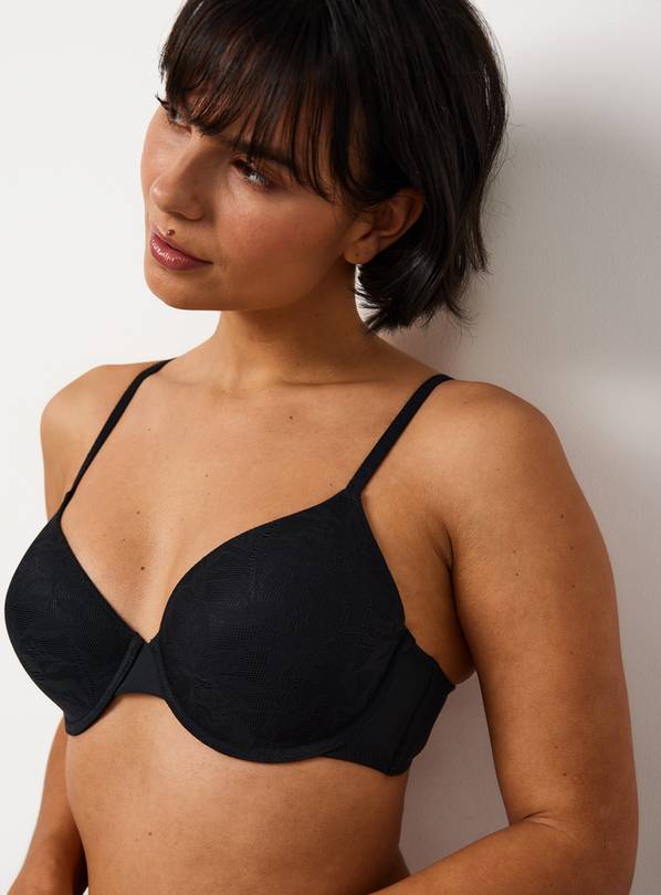 Black Stretch Lace Full Cup T-Shirt Bra 40C