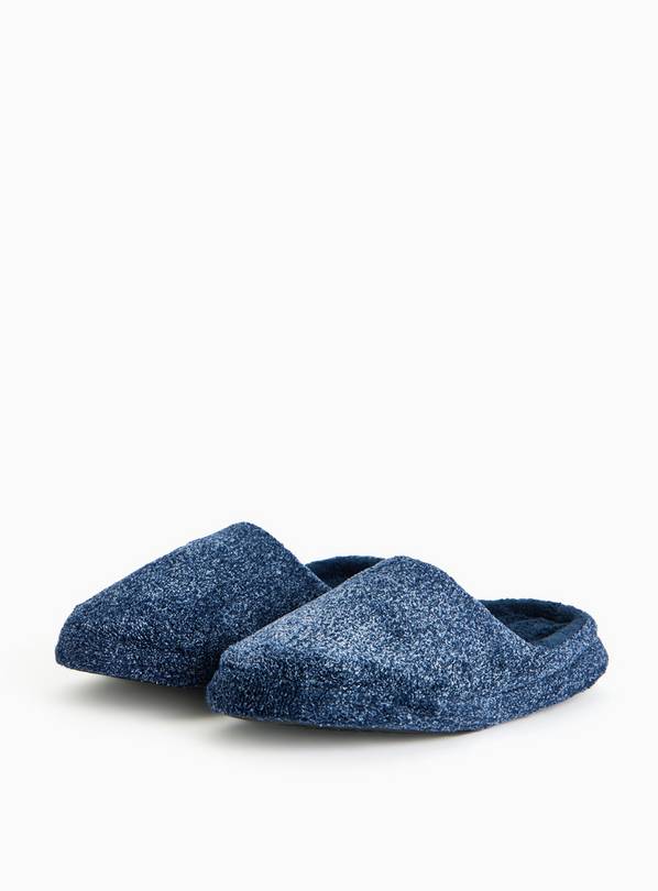 Navy Borg Fleece Mule Slippers S
