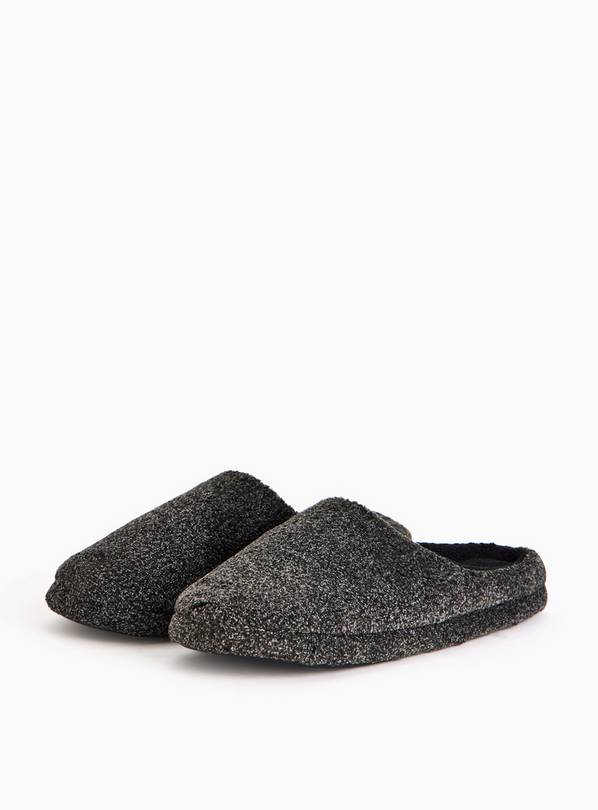 Charcoal Borg Fleece Mule Slippers  S
