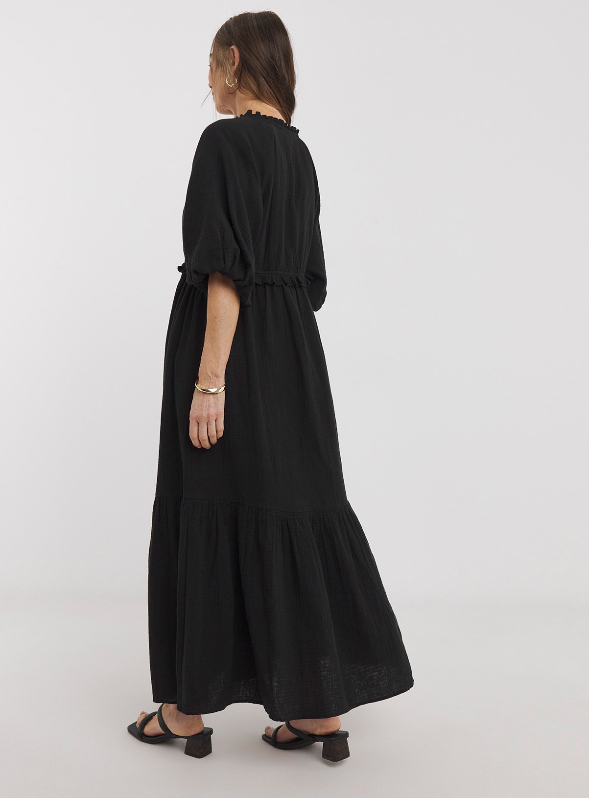 JD WILLIAMS Bubble Sleeve Cheesecloth Maxi Dress 28 - Image 2 thumbnail