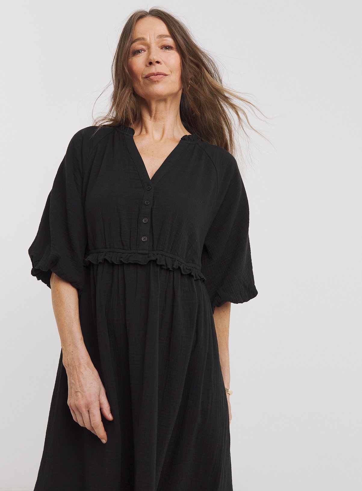 JD WILLIAMS Bubble Sleeve Cheesecloth Maxi Dress 28 - Image 3 thumbnail
