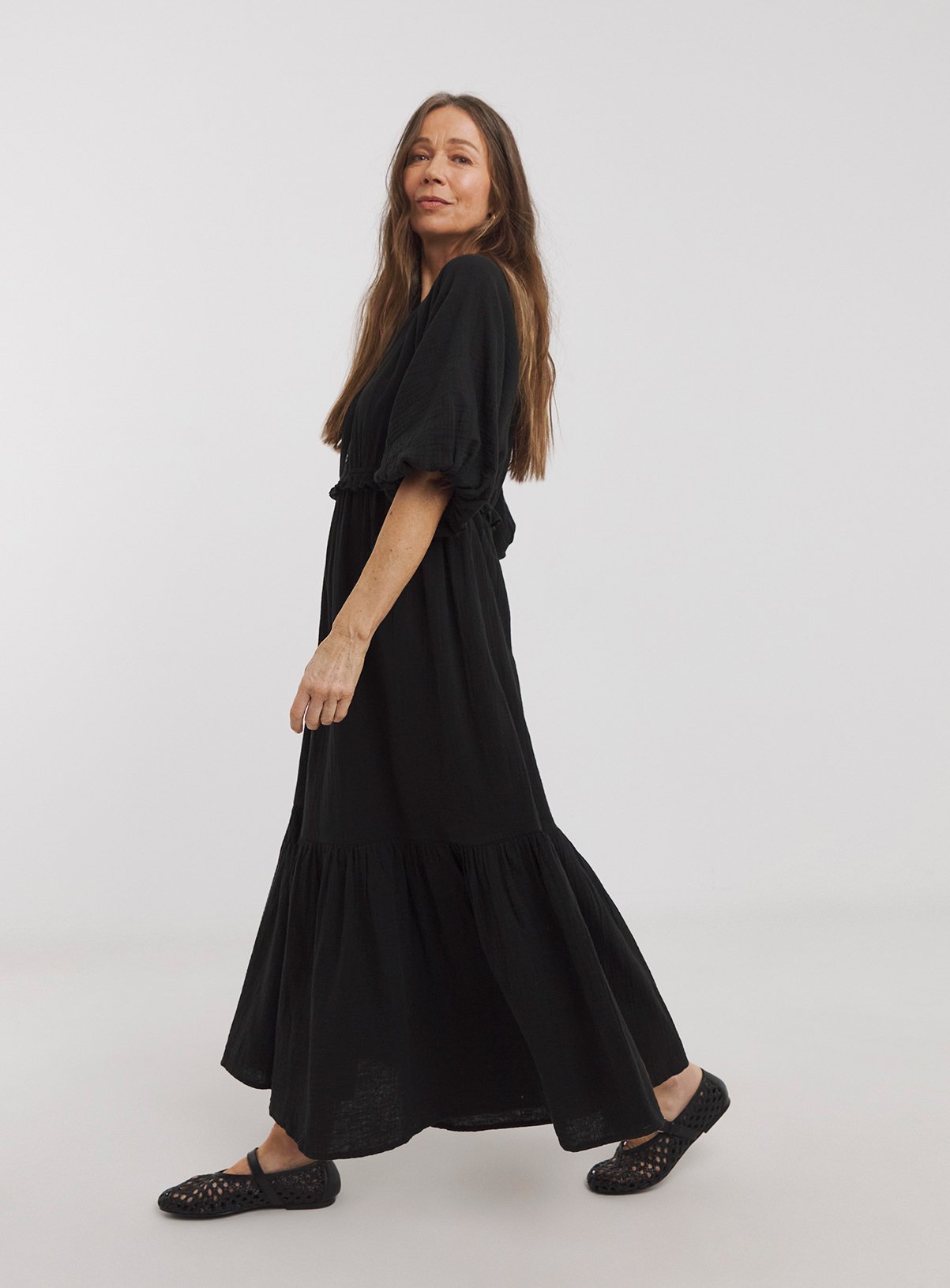 JD WILLIAMS Bubble Sleeve Cheesecloth Maxi Dress 28 - Image 4 thumbnail
