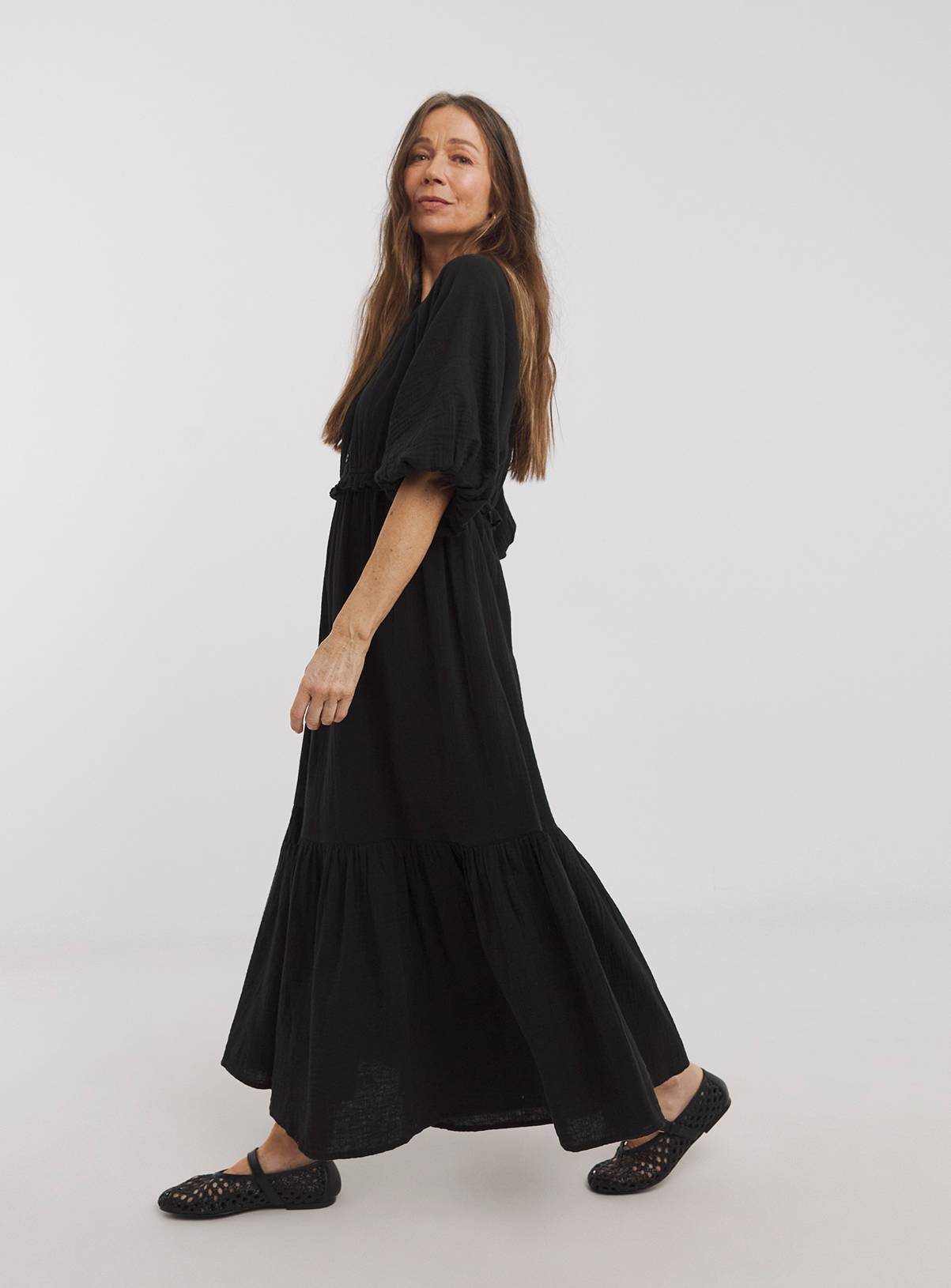 JD WILLIAMS Bubble Sleeve Cheesecloth Maxi Dress 28 - Image 4