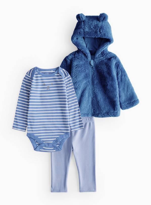 Blue Fluffy Jacket 3 Piece Set  18-24 months