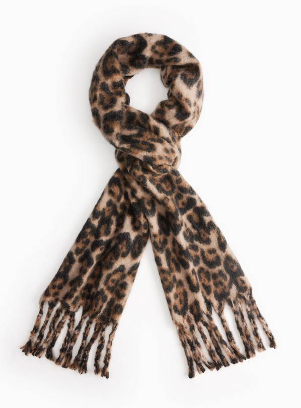 Brown Leopard Printed Heavyweight Scarf One Size