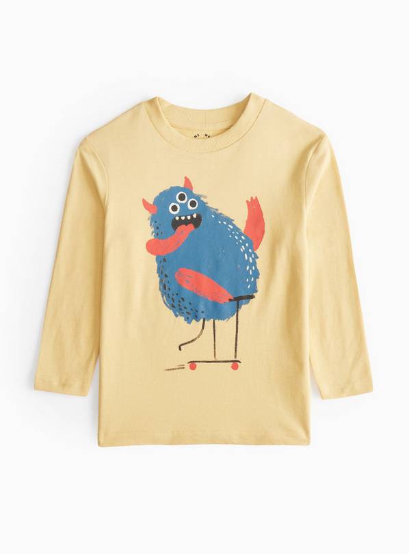 Yellow Monster Print Long Sleeve T-Shirt 1-2 years