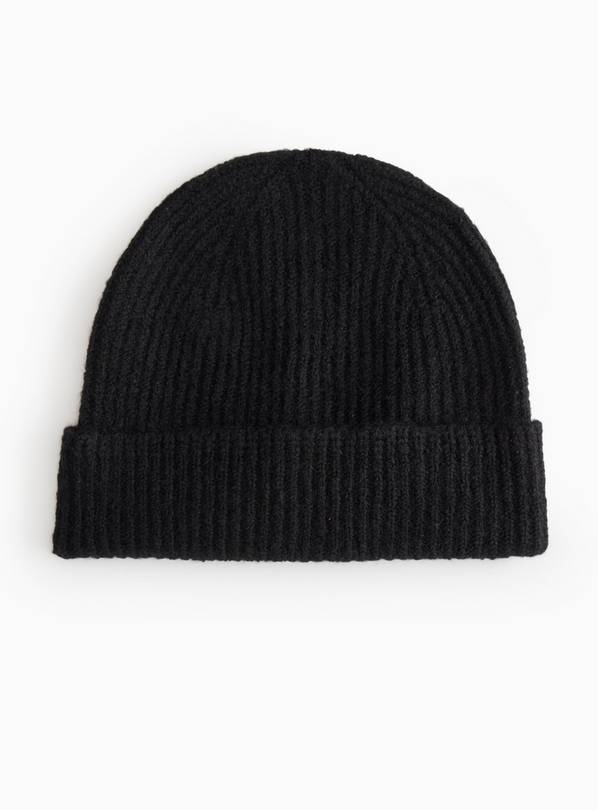 Black Knitted Beanie Hat One Size