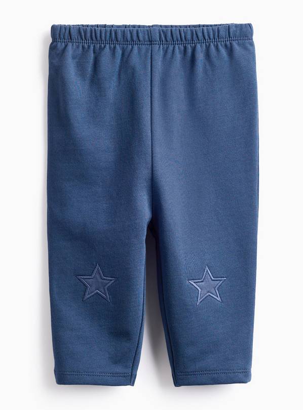 Navy Star Detail Fleece Lined Leggings Up to 3 mths