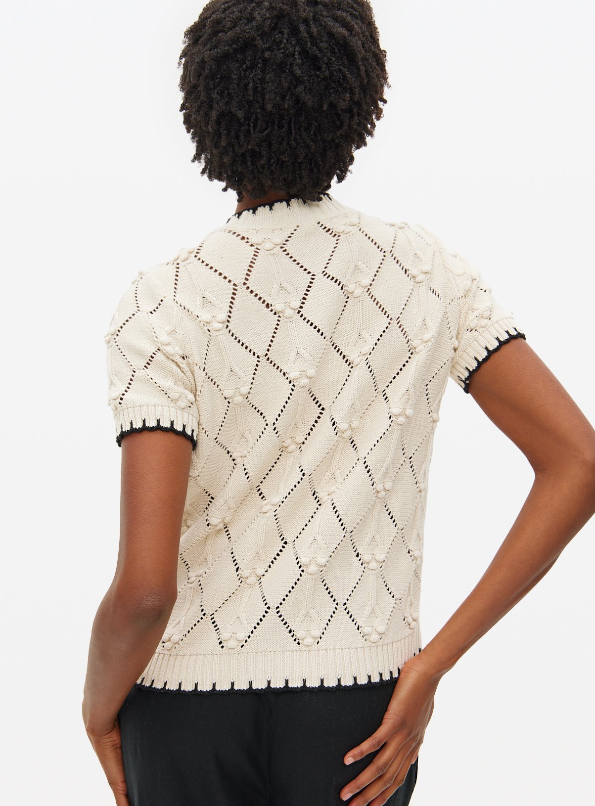 Cream Bobble Stitch Short Sleeve Cardigan 22 - Image 4 thumbnail
