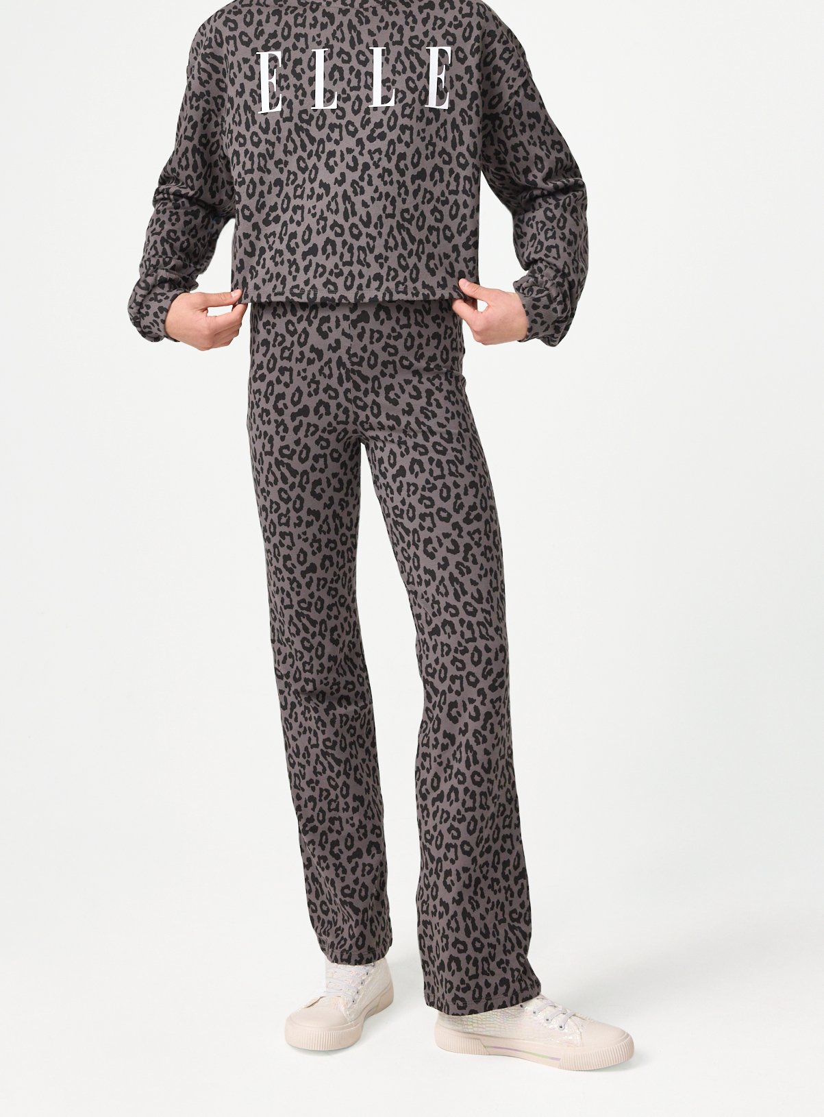 Charcoal Charcoal ELLE Leopard Printed Sports Flared Leggings - ELLE by Sainsbury's