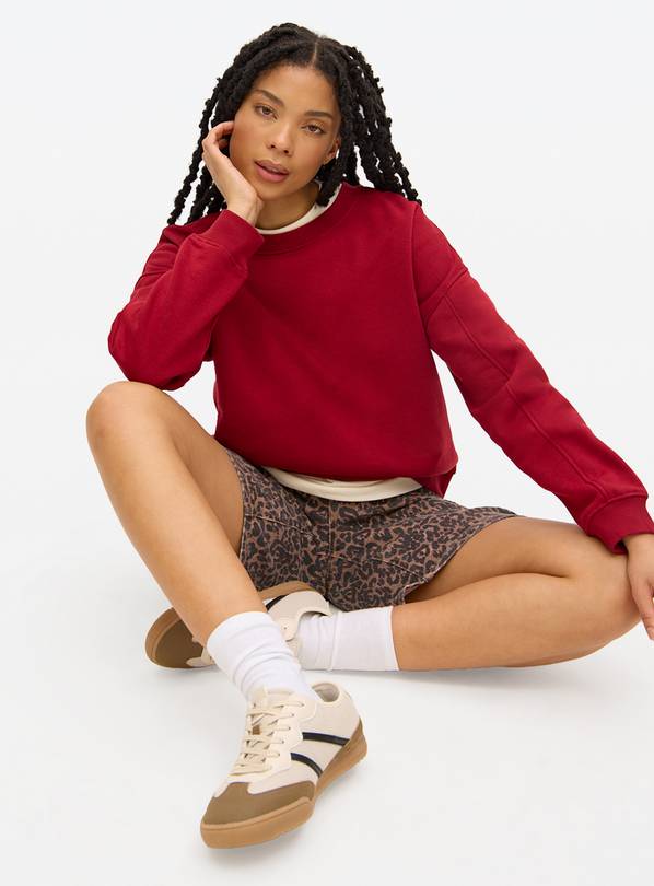 Red Relaxed Crew Sweatshirt XS