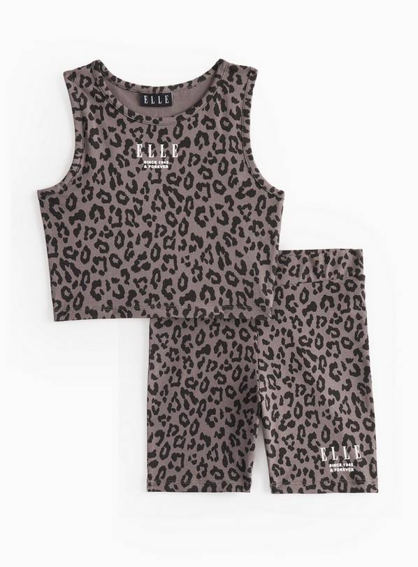 ELLE Leopard Print Cropped Top & Cycling Shorts  11 years