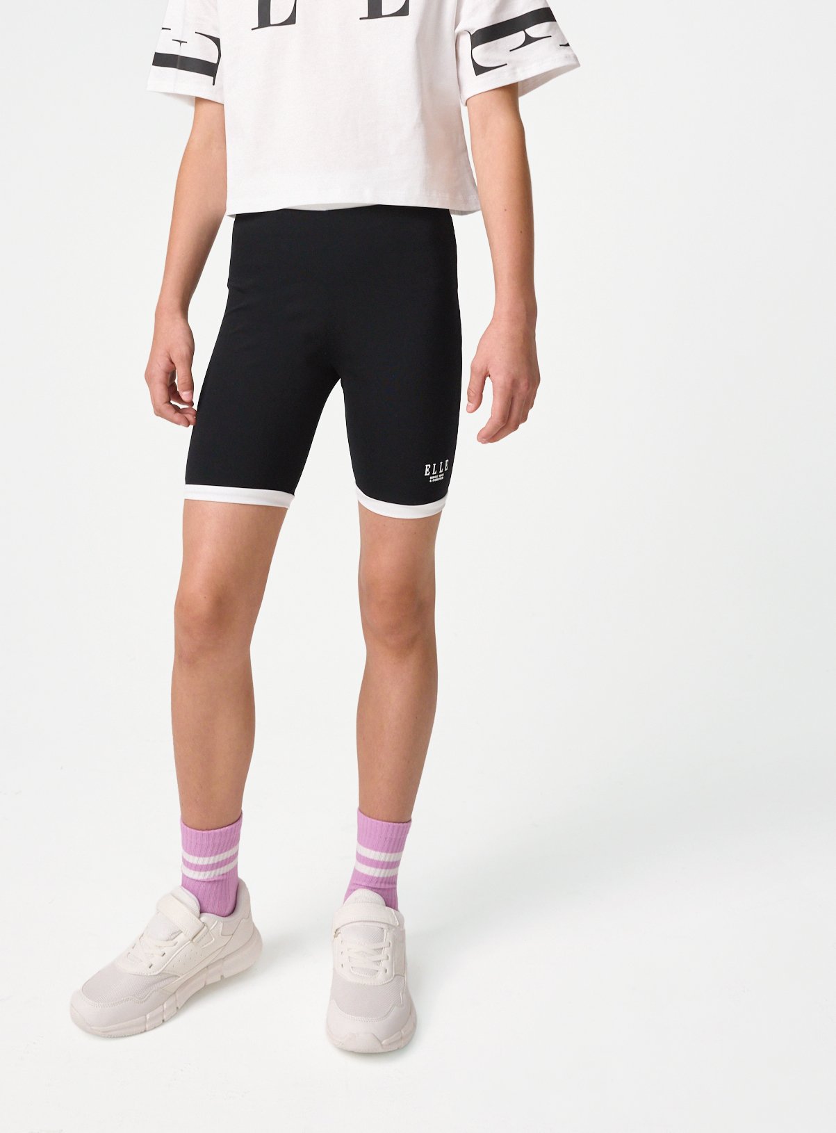 ELLE Black Contrast Detail Cycling Shorts 9 years