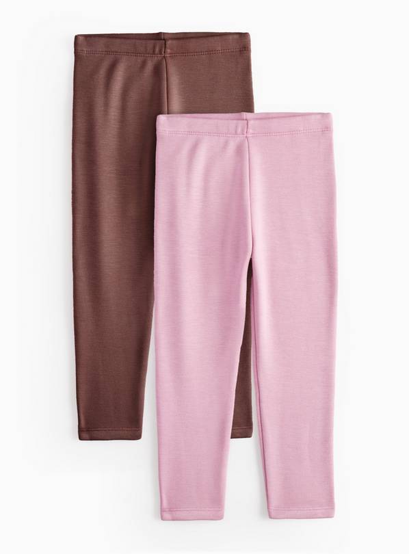 Pink & Brown Fleece Lined Leggings 2 Pack 5-6 years