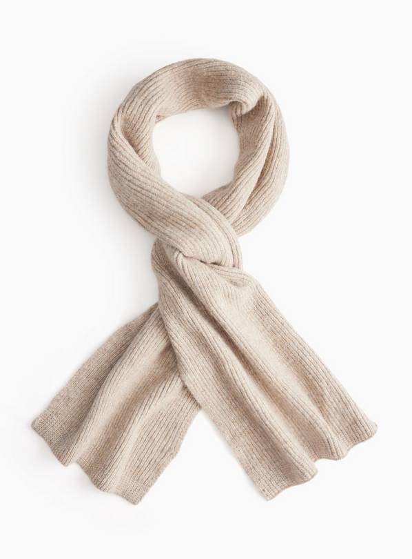 Oatmeal Ribbed Knitted Scarf One Size
