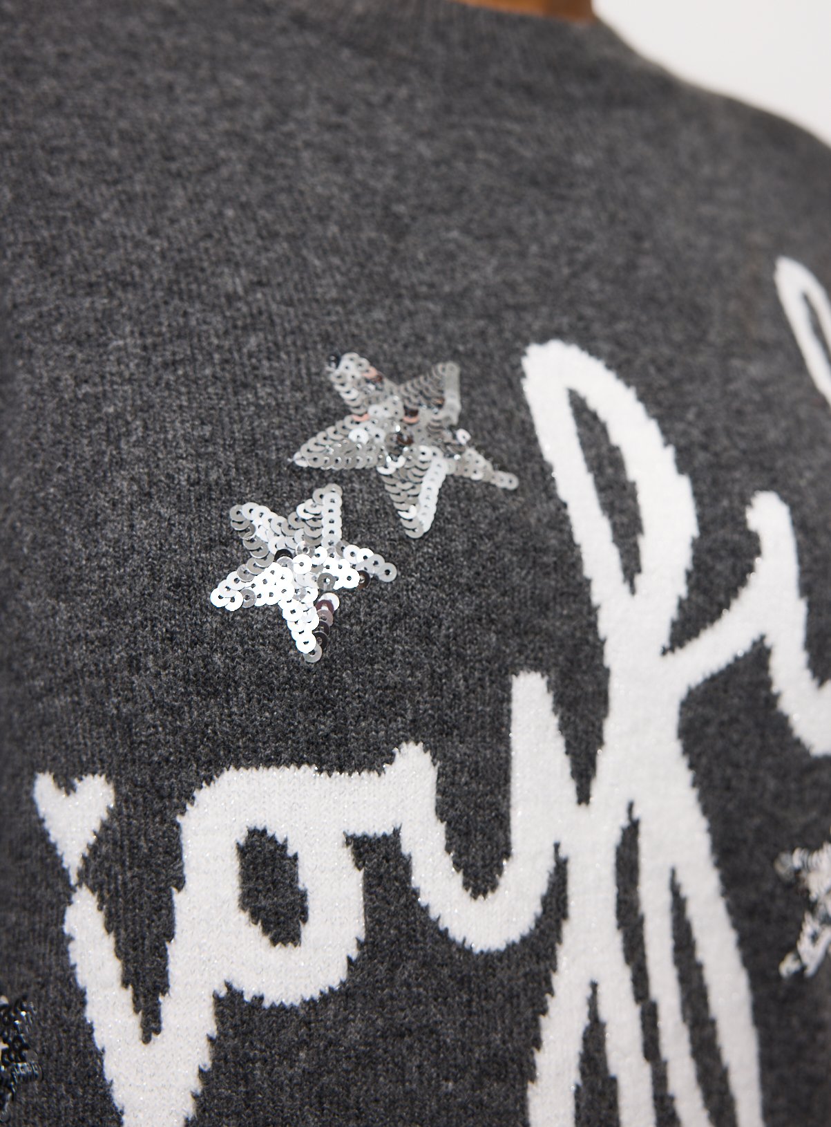 Grey Joyful Slogan Christmas Jumper 22 - Image 3 thumbnail