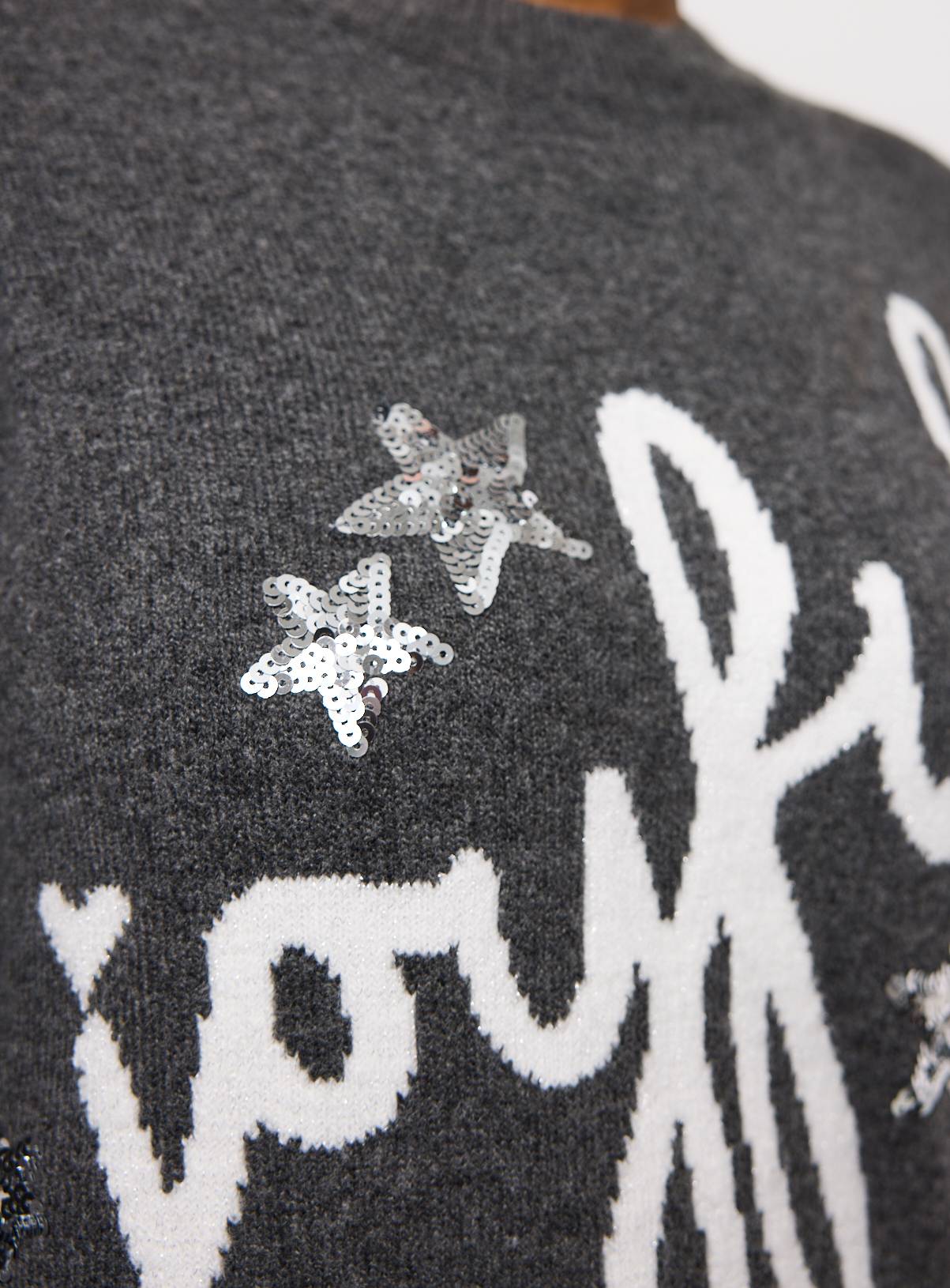 Grey Joyful Slogan Christmas Jumper 22 - Image 3