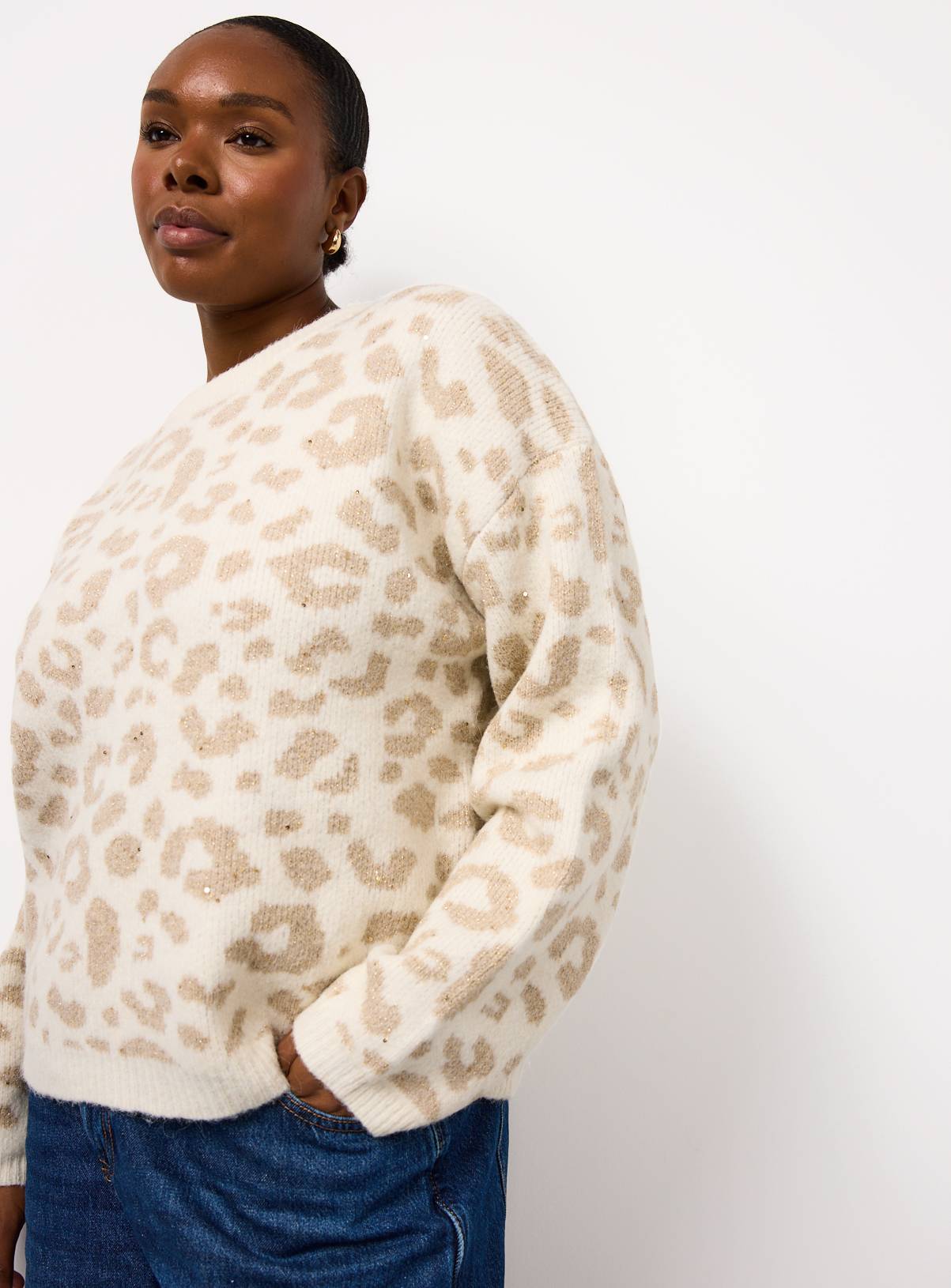 Cream Animal Print Sequin Jumper 14 - Image 2