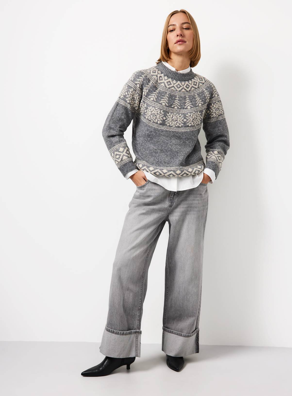 Grey Fairisle Knitted Jumper XL - Image 2