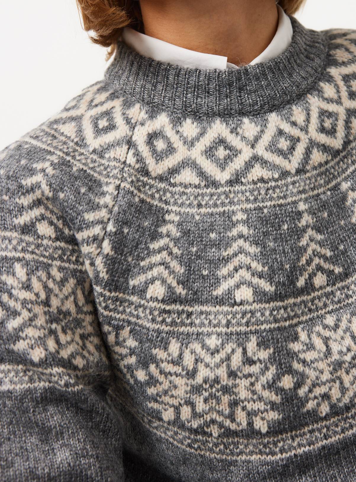 Grey Fairisle Knitted Jumper XL - Image 3