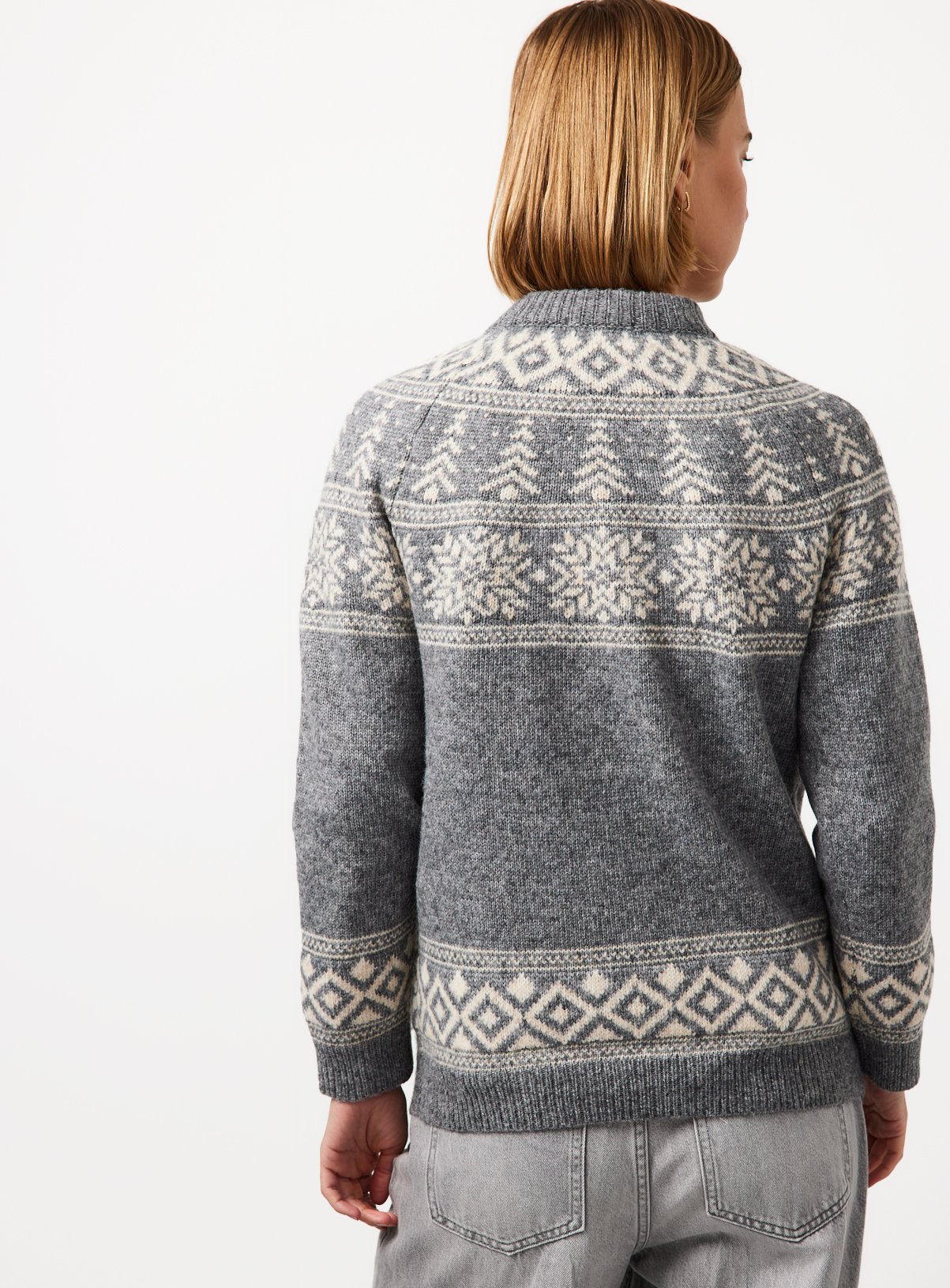 Grey Fairisle Knitted Jumper XL - Image 4 thumbnail