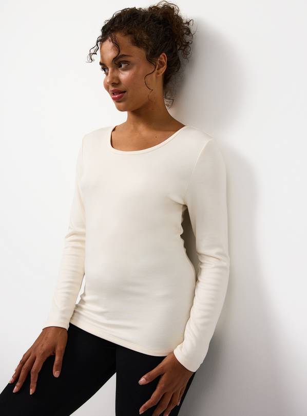 Cream Brushed Thermal Long Sleeve Top L