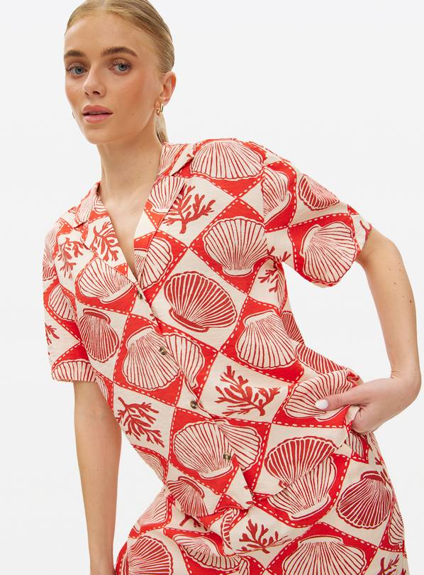 Red Shell Printed Co-ord Shirt 22