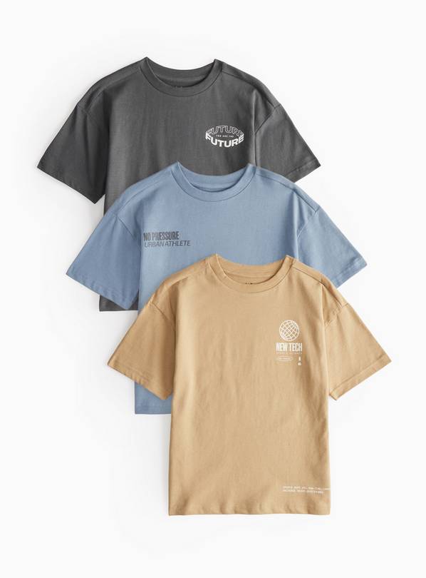 Urban Skate Typography Oversized T-Shirt 3 Pack 6 years