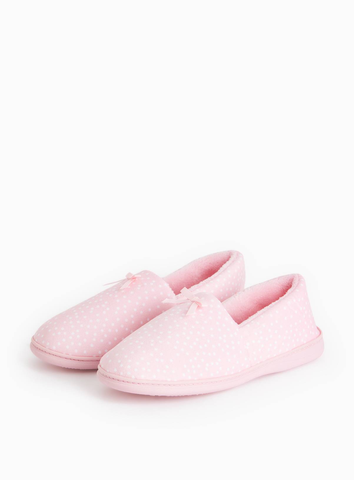 Pink Spot Printed Fleece Lined Full Slippers 8 - Image 1