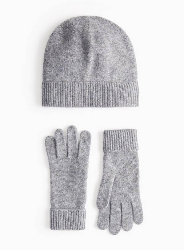 Premium Wool With Cashmere Knitted Hat & Gloves One Size