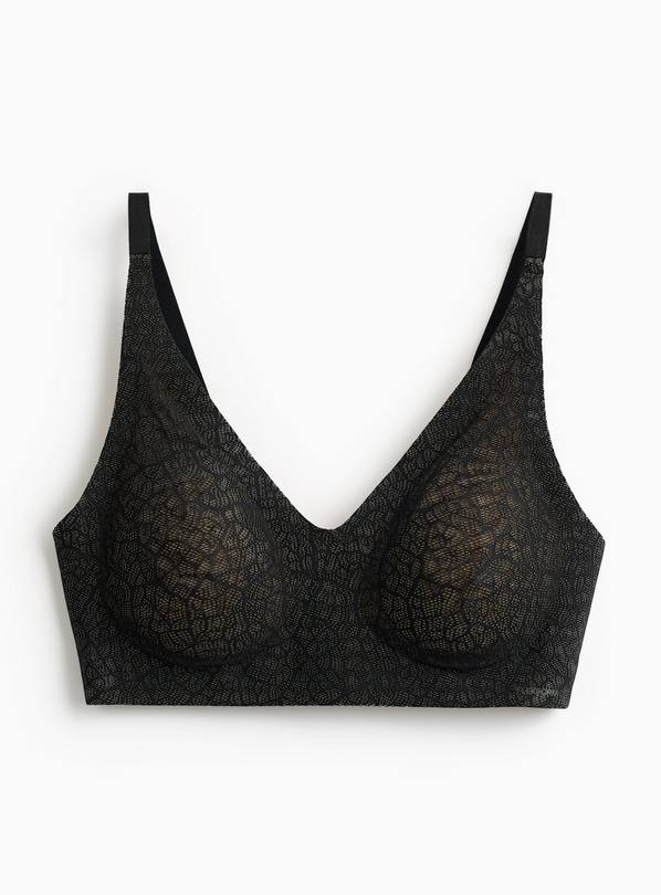 Flexform™ Black Lace High Apex Bonded Plunge Bra XS