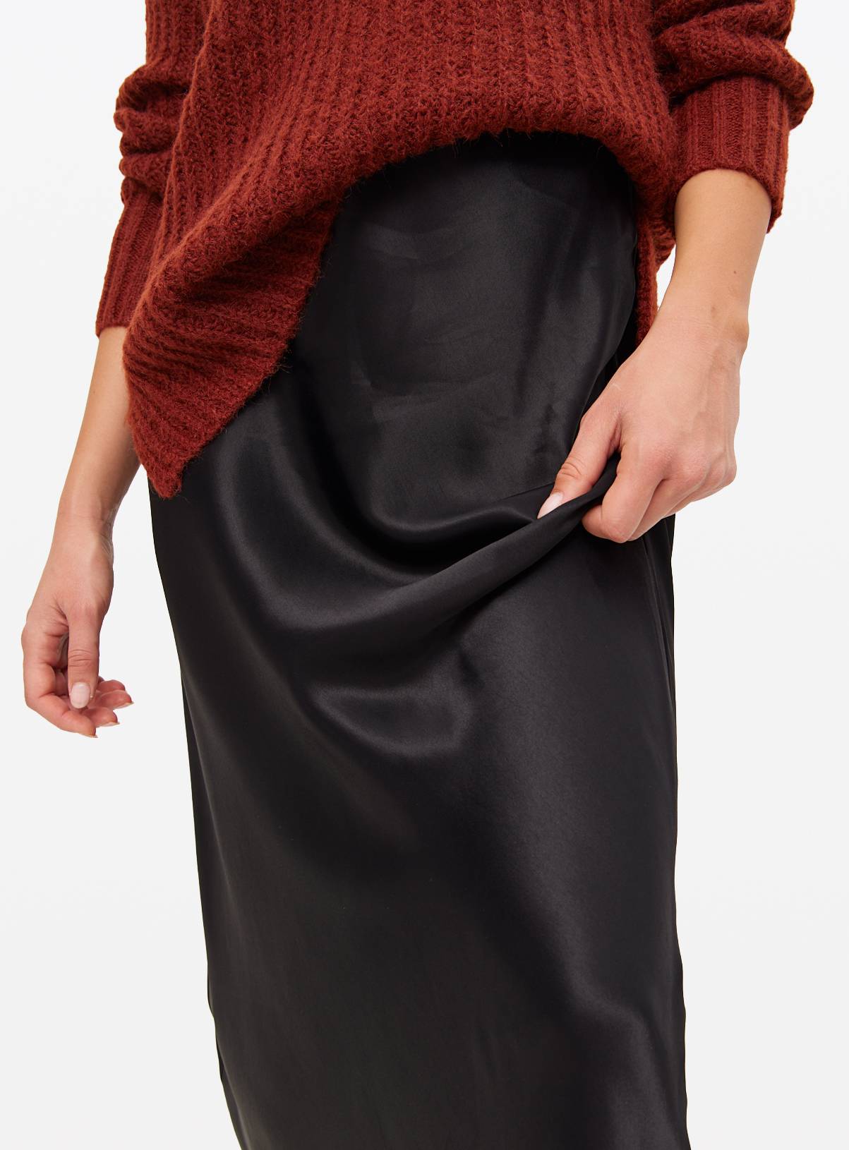 Black Satin Midaxi Skirt 12 - Image 2