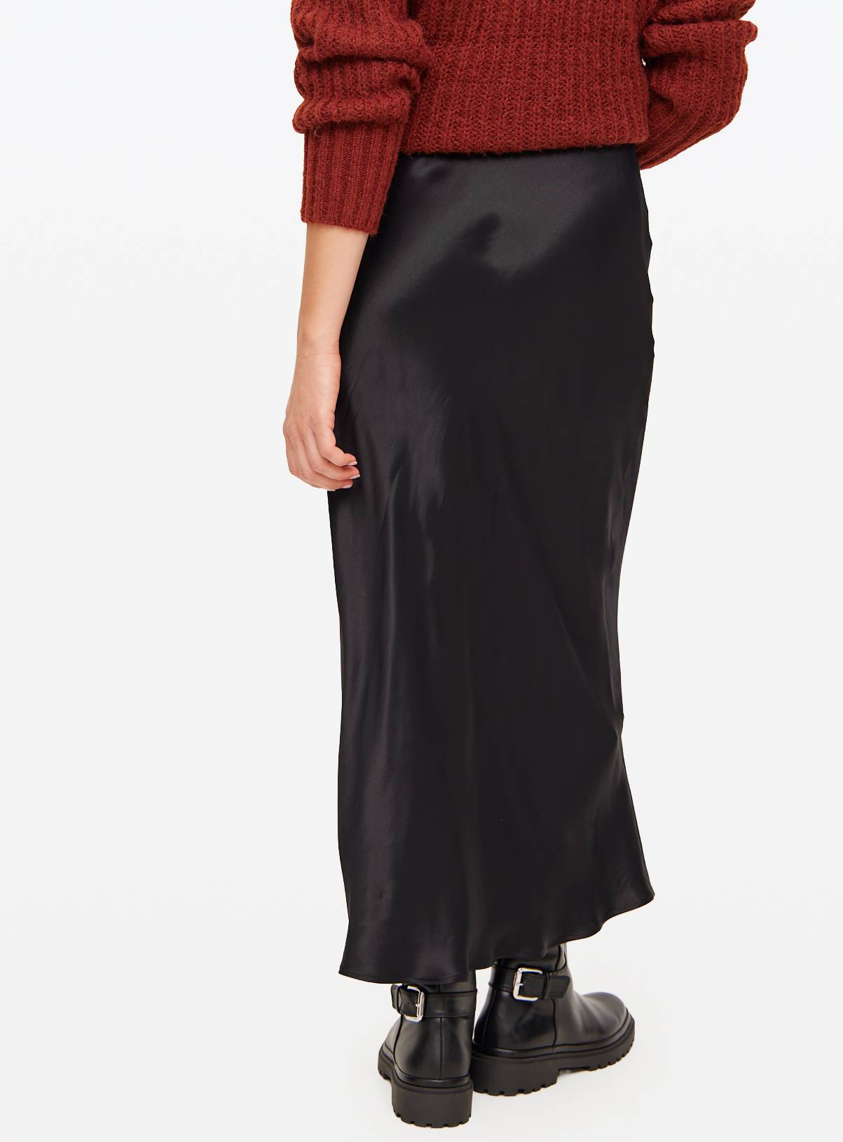 Black Satin Midaxi Skirt 12 - Image 4