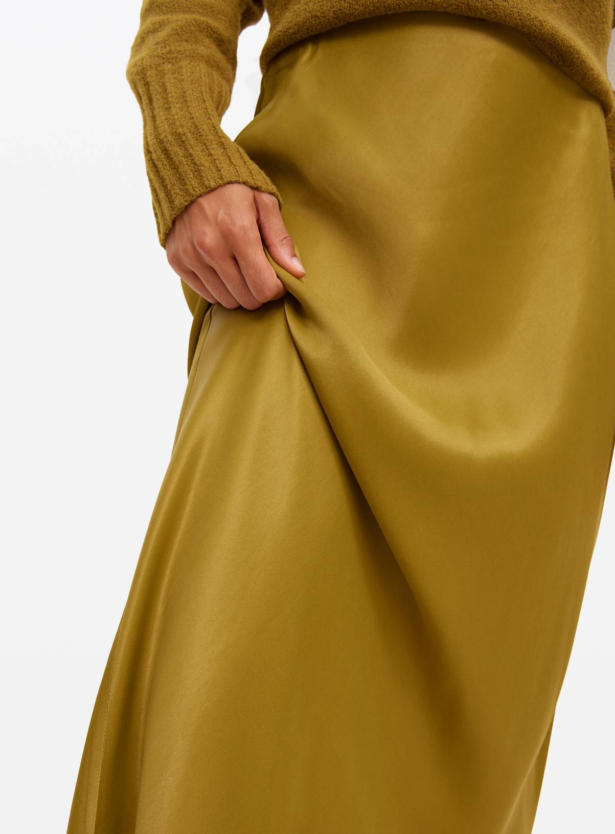 Khaki Satin Midaxi Skirt 16 - Image 2