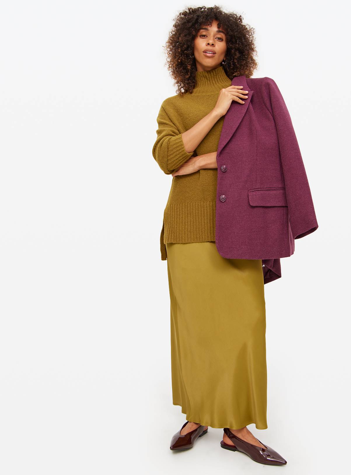 Khaki Satin Midaxi Skirt 16 - Image 3